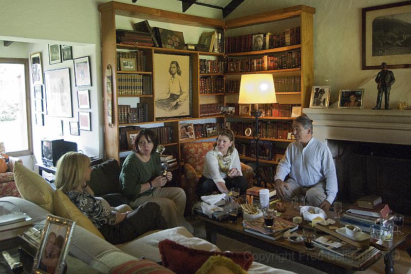 20071202_125553  D2X 4200x2800.jpg - Estancia Mateo.  Guests relaxing in the library.  The owner of the Estancia (at right) comes from a long line of (educational) book publishers